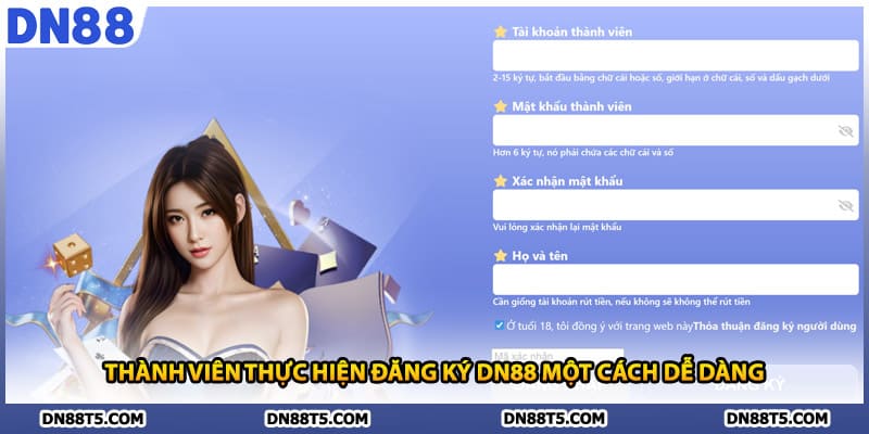 Thành viên thực hiện đăng ký DN88 một cách dễ dàng